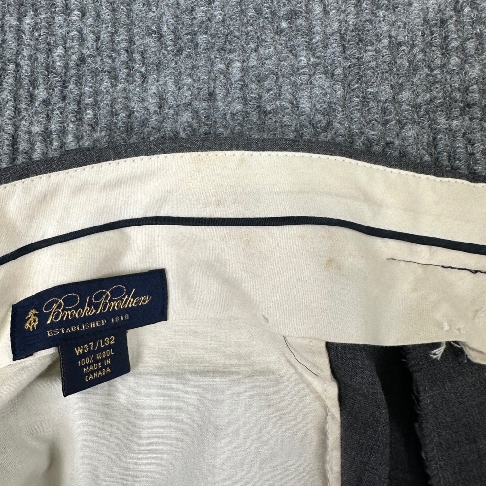 Brooks Brothers Madison Dress Pants Mens 37W 100% Wool Gray Pleated - Picture 8 of 13